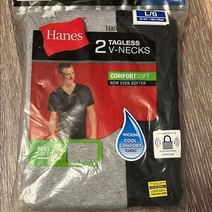 Hanes Tagless V-Necks - Black and Gray